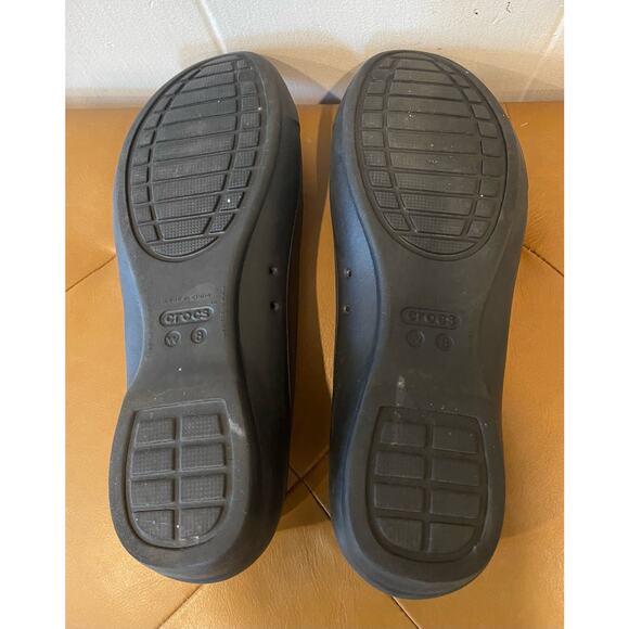 Crocs Gianna Chain‎ Link Black Ballet Flats Slip On Shoes Women's Size 8 - Picture 7 of 7